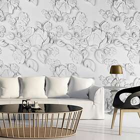 Arkiio Fototapet White Ornament: Roses ornament: roses 150x105