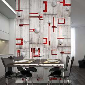 Arkiio Fototapet Concrete, red frames and white knobs 50x1000 cm