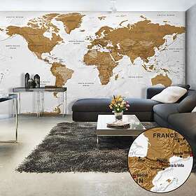 Arkiio Fototapet Självhäftande World Map White Oceans II 490x280 fotot