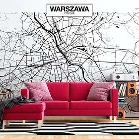 Arkiio Fototapet Självhäftande Warsaw Map fototapet 147x105