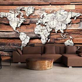 Arkiio Fototapet Självhäftande Map On Wood fototapet 441x315