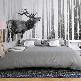 Arkiio Fototapet Deer in the Snow (Black and White) Självhäftande 98x70