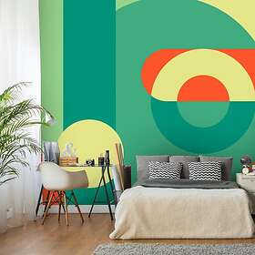 Arkiio Fototapet Självhäftande Geometric Wreath Green 98x70