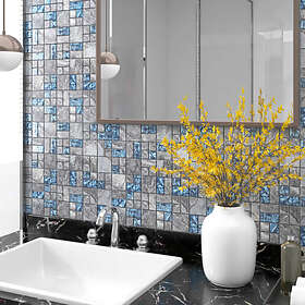 vidaXL Mosaikplattor 11st. grå och blå 30x30cm glas