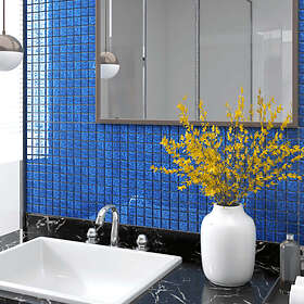 vidaXL Mosaikplattor 11st. blå 30x30cm glas