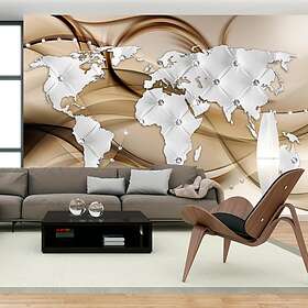 Arkiio Fototapet World Map White & Diamonds 400x280