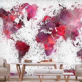 Arkiio Fototapet World Map: Red Watercolors 250x175