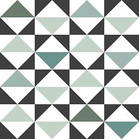 ESTAhome Tapet Grafiska Trianglar Vit Svart/Mintgrön Grånat Havsgrön E