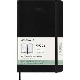 Almanakk Moleskine 18m myk L uke: Sort 13x21cm juli 22 des. 23