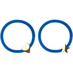 Dark 2 pk Velvet Hair Tie Strong Blue