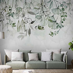 Arkiio Fototapet Foggy Nature Green Självhäftande fototapet 196x140