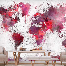 Arkiio Fototapet World Map: Red Watercolors 300x210