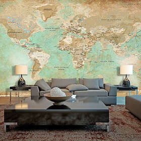 Arkiio Fototapet XXL Turquoise World Map II 500x280 cm