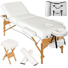 TecTake 3-Zons Massagebänk 10cm Stoppning + Rullar + Pall + Väska