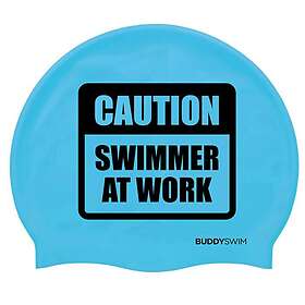 BuddySwim Caution Swimmer At Work Silicone Badmössa Blå