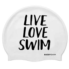 BuddySwim Live Love Swim Silicone Badmössa Vit