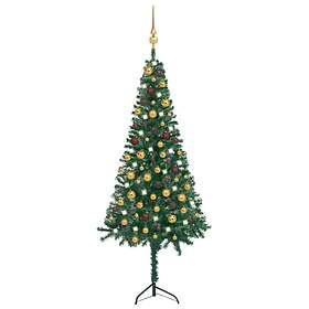 Be Basic Plastgran LED-valoilla ja joulupallokoristeilla Vihreä 150cm
