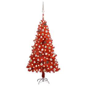 Be Basic Muovinen joulukuusi Kanssa LED Ja Joulupallot Punainen 150cm