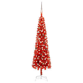 Be Basic Plastgran Smal With LED Och Kulor Röd 180cm