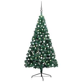 Be Basic Halv Plastgran Med LED Och Julgranskulor 210cm