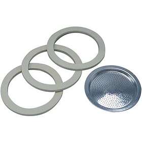 Bialetti 3 Gaskets + 1 Filter Plate for 1 Cup Stainless Steel Moka Pot