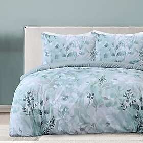 Sleepdown Botanical Leaves Floral Blush Pink Blue Reversible Duvet Cover Quilt P