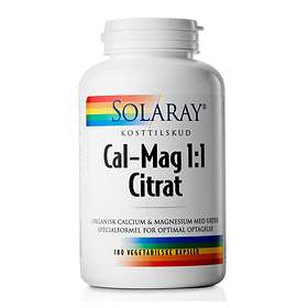 Solaray Cal-Mag 1:1 Citrate 180 Kapsler