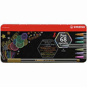 Stabilo Pen 68 Metallic Metal Box 8-pack