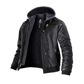 Wantdo Causal Stand Collar Leather Removable Hood Jacket (Men's)