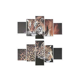 DKD Home Decor Maleri Tiger Fyrretræ Lærred (5 pcs) (2 pcs)