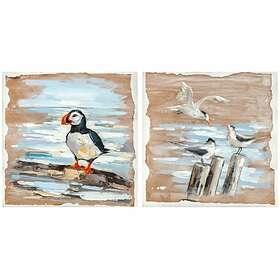 DKD Home Decor Maleri Fugle Middelhavet (45 x 2,7 x 45 cm) (2 enheder)