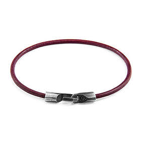 Anchor & Crew Bracelet Talbot Argent Et Cuir Rond Rouge Bordeaux