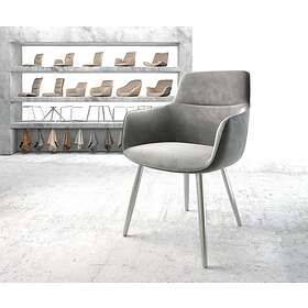 DELIFE Chaise de salle à manger Pejo-Flex gris velours 4-pieds conique acier inoxydable