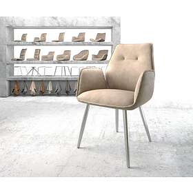 DELIFE Fauteuil Zoa-Flex beige vintage 4-pieds conique acier inoxydable