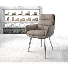 DELIFE Chaise-de-salle-à-manger Abelia-Flex avec accoudoir taupe vintage 4-pieds conique acier inoxydable