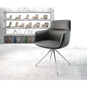DELIFE Chaise-pivotante Pejo-Flex noir cuir véritable cadre croisé conique acier inoxydable