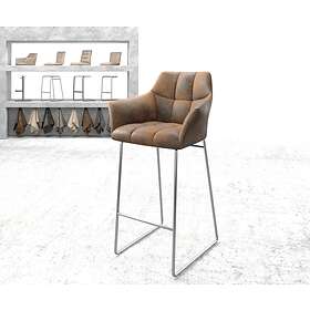 DELIFE Chaise-de-bar Yulo-Flex vintage marron cadre patin acier inoxydable