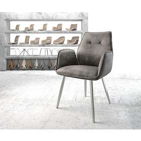 DELIFE Fauteuil Zoa-Flex gris vintage 4-pieds conique acier inoxydable
