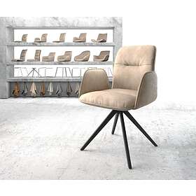 DELIFE Chaise-pivotante Vinja-Flex beige vintage cadre croisé carré noir