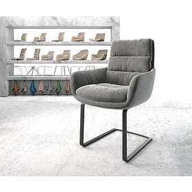 DELIFE Chaise-de-salle-à-manger Abelia-Flex avec accoudoir velours gris cantilever plat noir