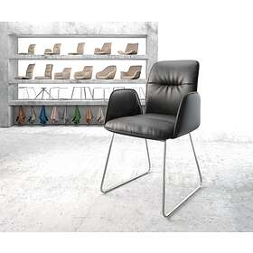 DELIFE Fauteuil Vinja-Flex noir cuir véritable cadre croisé acier inoxydable