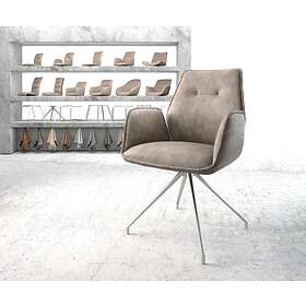 DELIFE Chaise-pivotante Zoa-Flex taupe vintage cadre croisé conique acier inoxydable