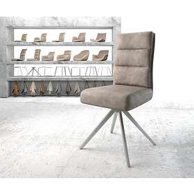 DELIFE Chaise-pivotante Pela-Flex taupe vintage cadre croisé carré acier inoxydable