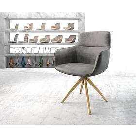 DELIFE Chaise-pivotante Pejo-Flex gris vintage microvelours cadre en bois angulaire