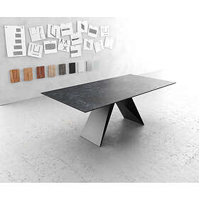 DELIFE Table-à-manger Edge 200x100cm Laminam céramique gris V-pieds milieu noir