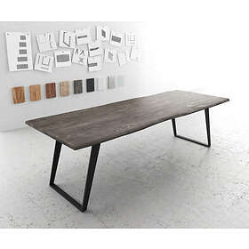 DELIFE Table-à-manger Edge 260x100 acacia platine métal incliné Live-Edge