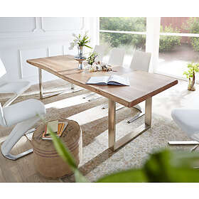 DELIFE Table-à-manger Edge 300x100 XL acacia nature acier inoxydable mince Live-Edge