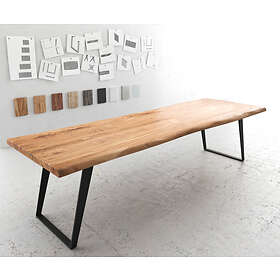 DELIFE Table-à-manger Edge 300x100 XL acacia nature métal incliné Live-Edge