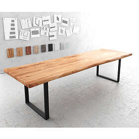 DELIFE Table de salle à manger Edge 300x100 XL acacia naturel métal noir Live-Edge