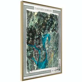 Artgeist Poster Affisch Isometric Map Eastern Norway 30x45cm Guld Ram